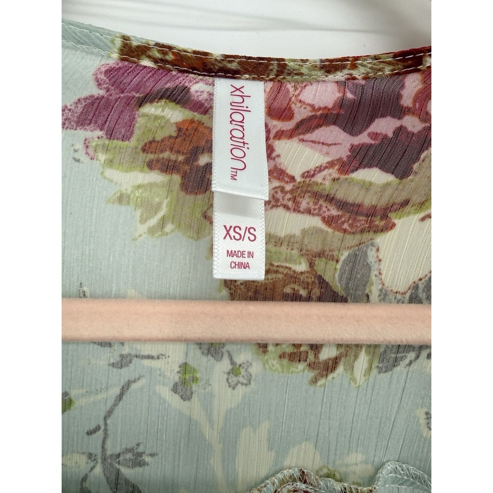 Sheer Floral Kimono Robe Long Duster Open Front Festival Sage Pink Whimsygoth S - Picture 3 of 8
